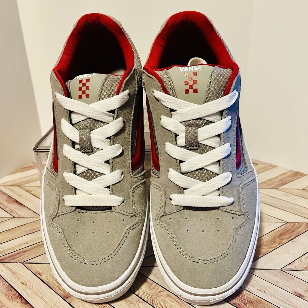 VANS Caldrone Suede Mesh Charcoal Red Sneakers Youth 6 Classic Stylish Shoes - Picture 3 of 7